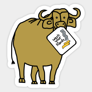 Funny Gold Ox Says Wash Your Hands Sticker